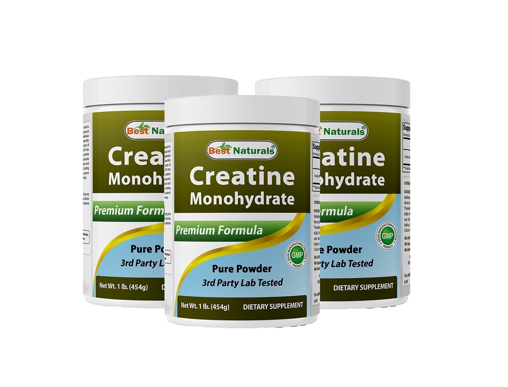 Cel mai bun naturals Creatin Monohidrat 1 Lb pulbere pură (1 LB (Pachet de 3)