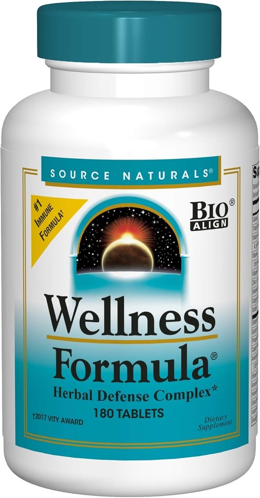 Sursa Naturals Wellness Formula Bio-Aliniat, Echinacea Vitamine Free & Herbal Defense - Sistemul imunitar de sprijin Supliment & Imunity Booster - 180 Conte