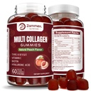 Zammex Multi Colagen Peptides Gummies (Tipul 1, 2, 3, 5 & 10), 30 Servings, Anti-Aging Colagen Gummy Suplimente pentru femei și bărbați cu vitamina B, acid hialuronic, aromă de piersici