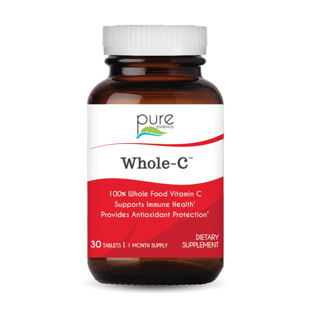 PURE ESENCE LABS Întreaga alimente Vitamina C - Cel mai bun suport imunitar - Vitamine organice și naturale - Booster de imunitate și suplimente alimentare (30 comprimate)