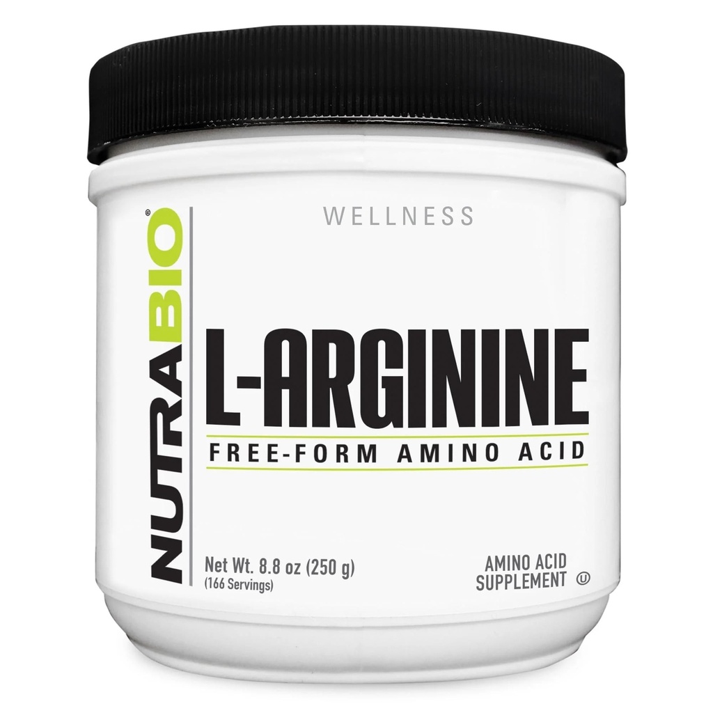 NutraBio L-Arginina Supliment, 750 mg oxid nitric Precursor, Suportă fluxul sanguin, Vascular de sănătate, şi musculare de creştere, 250g