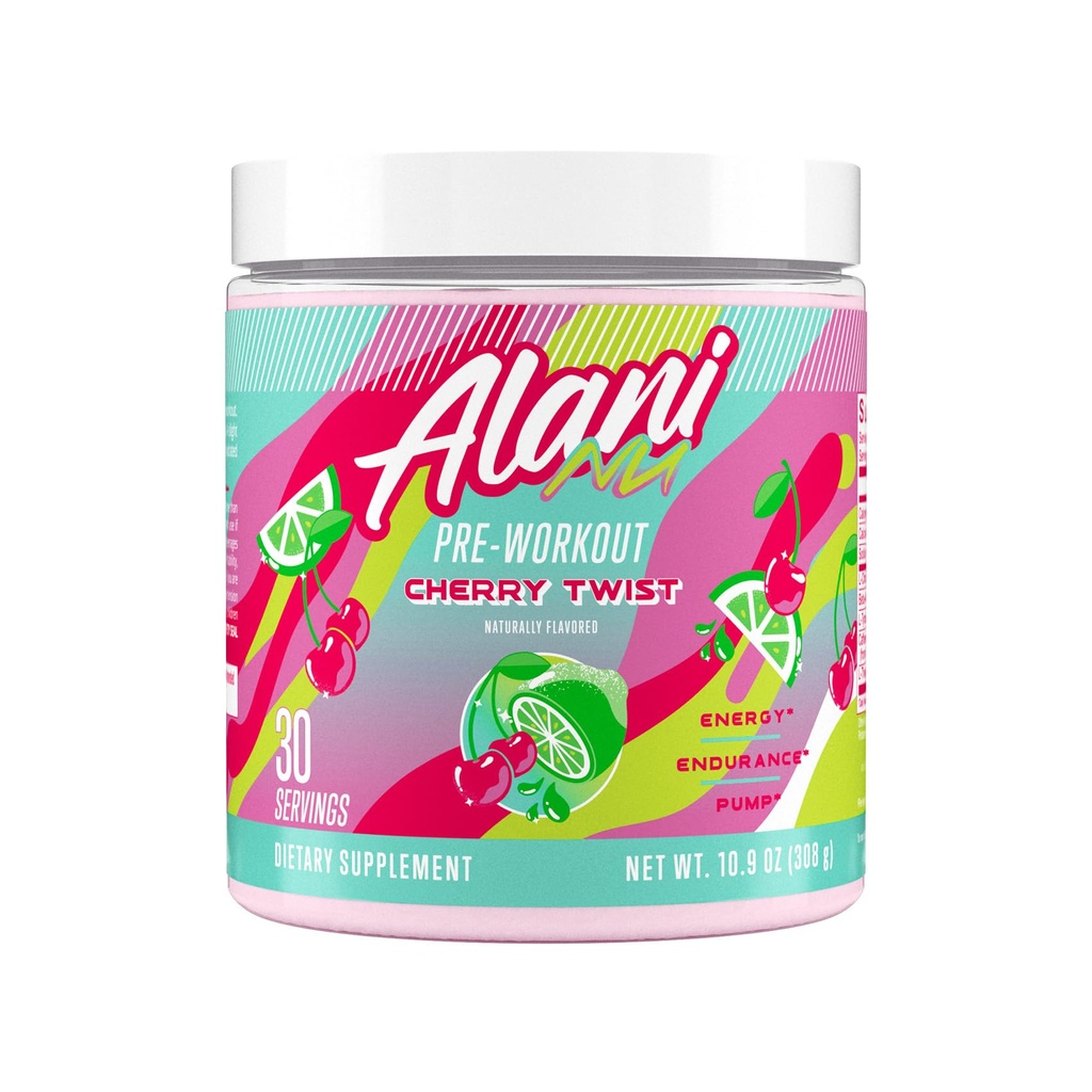 Alani Nu Pre Workout Powder Cherry Twist, Amino Energy Boost, Endurance Supplement, Sugar Free, 200mg Caffeine, L-Theanine, Beta-Alanină, L-Citrulline, 30 Servings