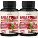 2 Pack Berberine HCl- Plus Ceylon Scorțișoară, Turmeric, Mulgemi de lapte, Anghinare, Pepper negru, Berberine HCI Suplimente Root Pastile - Sistemul imunitar