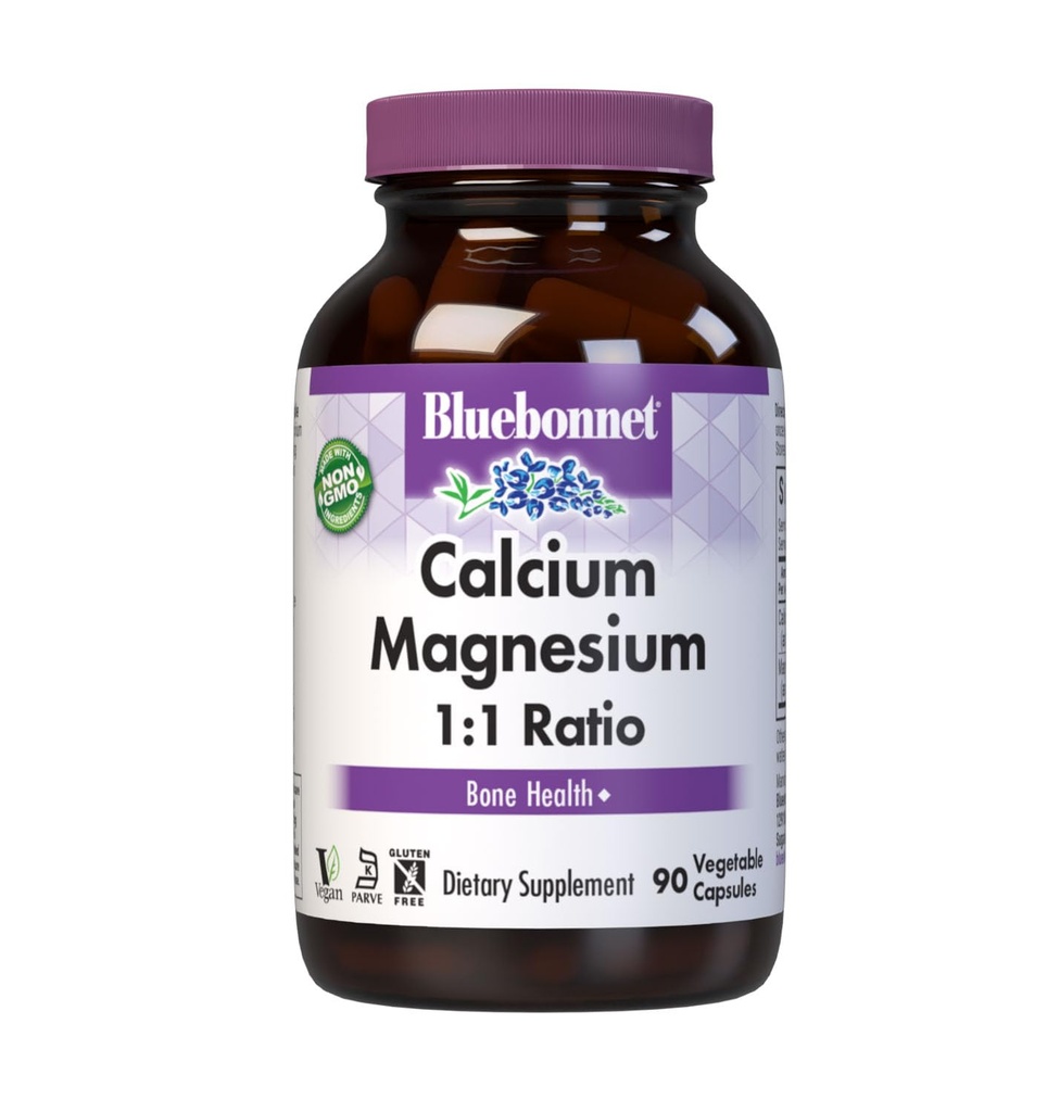 BlueBonnet Calciu Magneziu 1:1 Raport Capsule vegetariene, 90 Număr