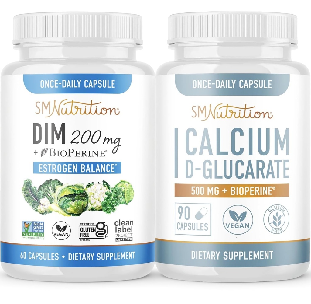 Calciu D-Glucarate cu 200 mg DIM Supliment pentru îmbunătăţirea echilibrului estrogen pentru femei 