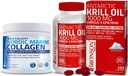 Bronson Marine Colagen Peptides Hidrolyzed Proteine pulbere + Antarctica Krill ulei 1000 mg cu Omega-3s EPA DHA