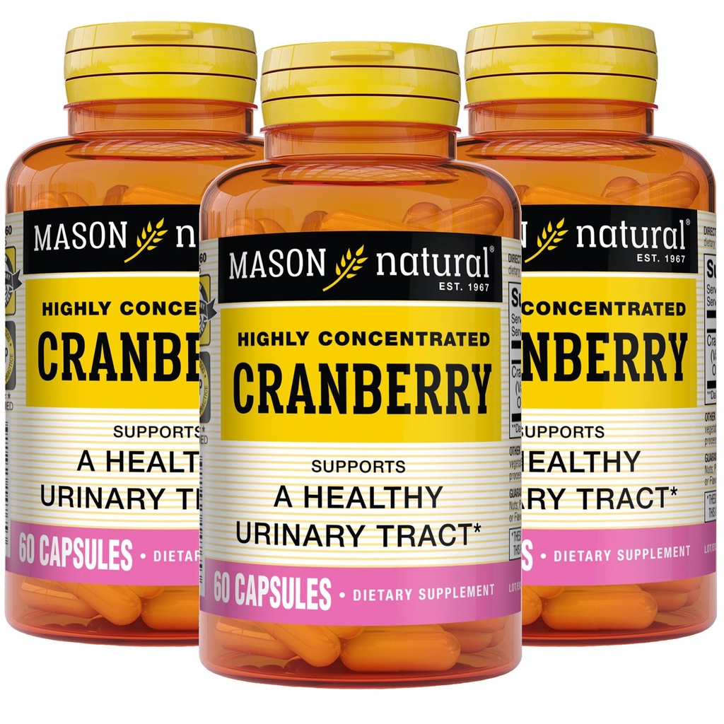 MASON NATURAL Cranberry foarte concentrat 900 mg, 3 luni de aprovizionare, Antioxidant & Imuna sanatate, suporta sanatoasa tract urinar, 3 ambalaj