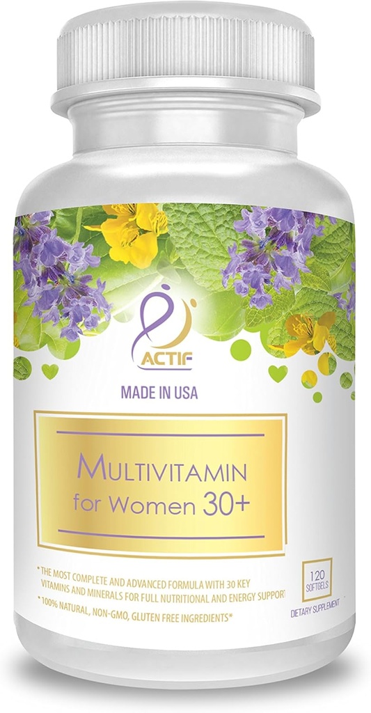 ACTIF Multivitamine pentru femei Vârstă 30+ cu 30 Vitamine organice și plante aromatice organice, Non-GMO, Made in USA, aprovizionare 2-luna