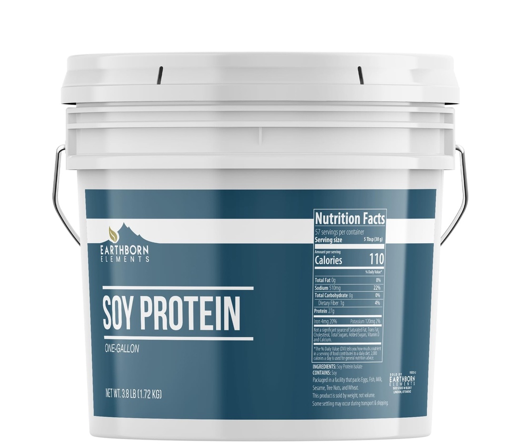 Elemente nascute Pudră de proteine de soia 1 Gallon Bucket, întotdeauna pură, Smoothies & Shakes (60,8 Ounces)