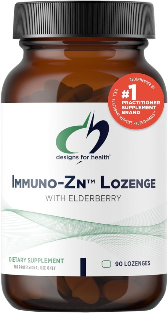 Design-uri pentru sănătate Immuno-Zn Lozenge - 25mg Zinc + Elderberry comprimate rapid dizolvare, Supplement de sprijin imun - non-GMO Aroma delicioasa Berry naturale (90 Lozenges)