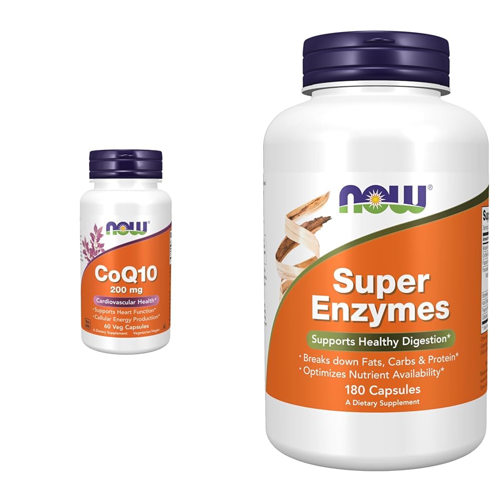 Suplimente, CoQ10 (Coenzime Q10), 200 mg, Health cardiovascular*, 60 Veg Capsule & Suplimente, Super Enzime, Formulat cu Bromelain, Ox Bile, Pancreatin şi Papain 180 Capsule