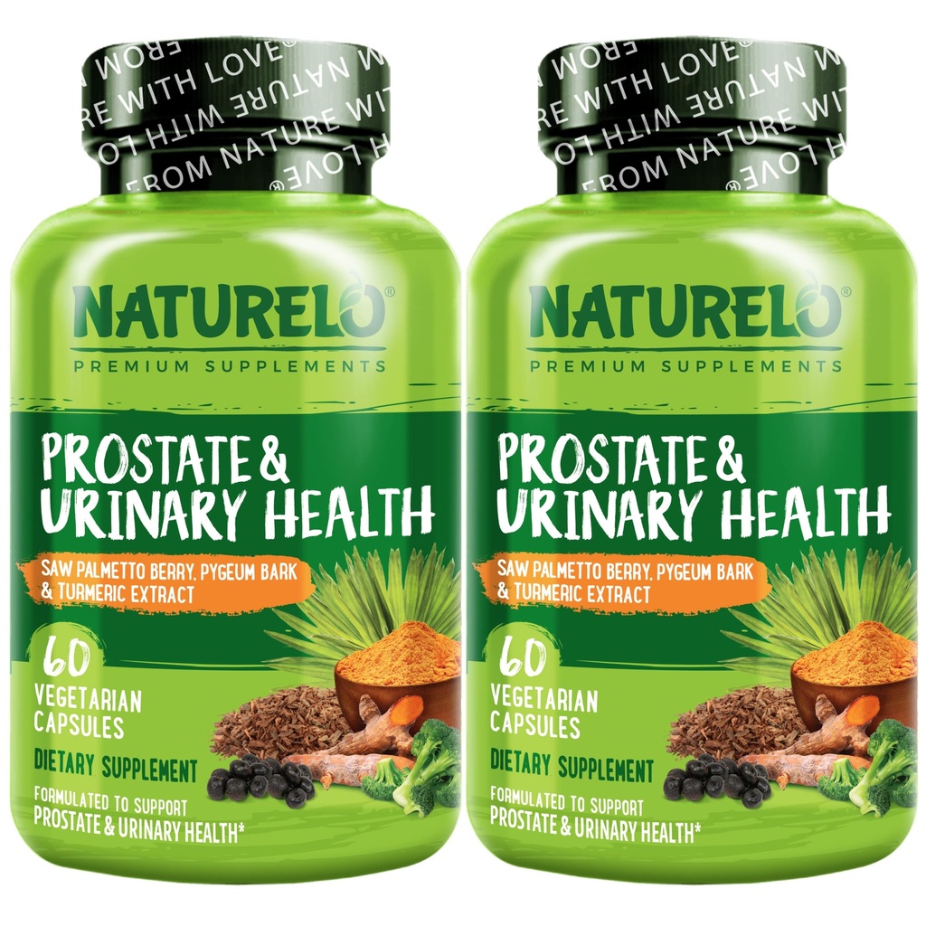 Naturalo Prostat & Sanatate urinara, Formula completa cu Saw Palmetto, Pygeum, Tumeric, Plant Sterols, Broccoli si Licopen, 60 Capsule vegetariene (Pachet de 2)