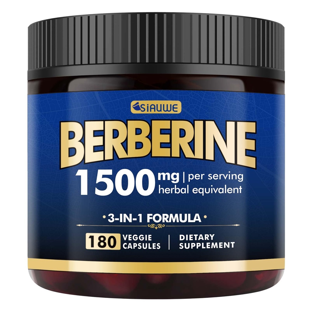 Berberine Supliment - Berberine pierdere în greutate, Berberine de înaltă calitate 1500MG de Berberine HCL, Plus Citrus Bergamot - pentru Metabolic, Digestive, și suport imunitar - Vegan, Non-GMO, 180 capsule