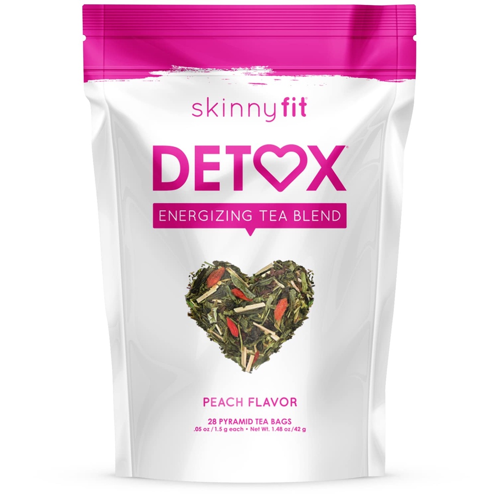 Ceai de detoxifiere SkinnyFit: All-Natural, Laxative-Free, Suportă o greutate sănătoasă, Ajuta la reducerea balonare, Energie Naturală, Suporturi Sistem imunitar, Vegan, 28 Serviri