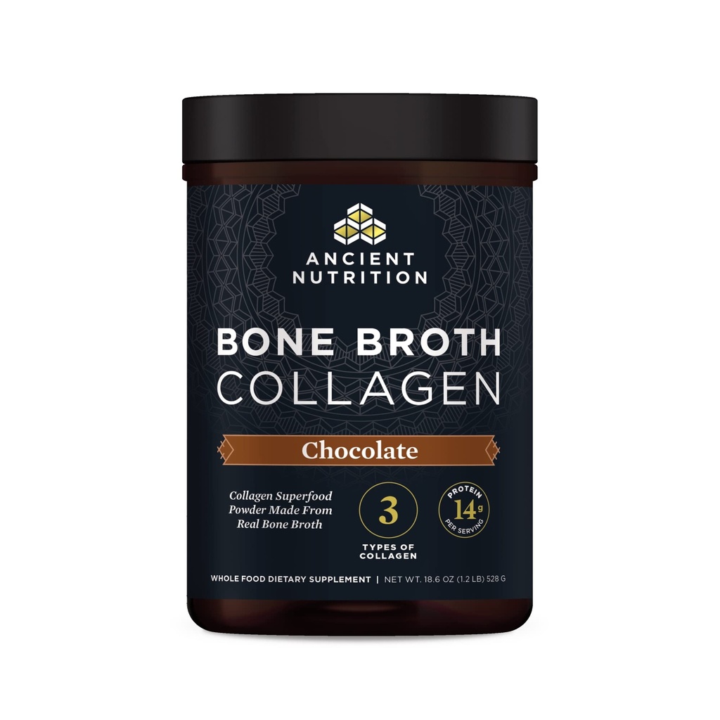 Nutriţie antică Colagen pulbere, Bone Broth Colagen, Ciocolată, Hidrolized Multi Colagen Peptide, Sprijină Piele şi Nails, Supliment comun, 30 Serviri, 18.6oz