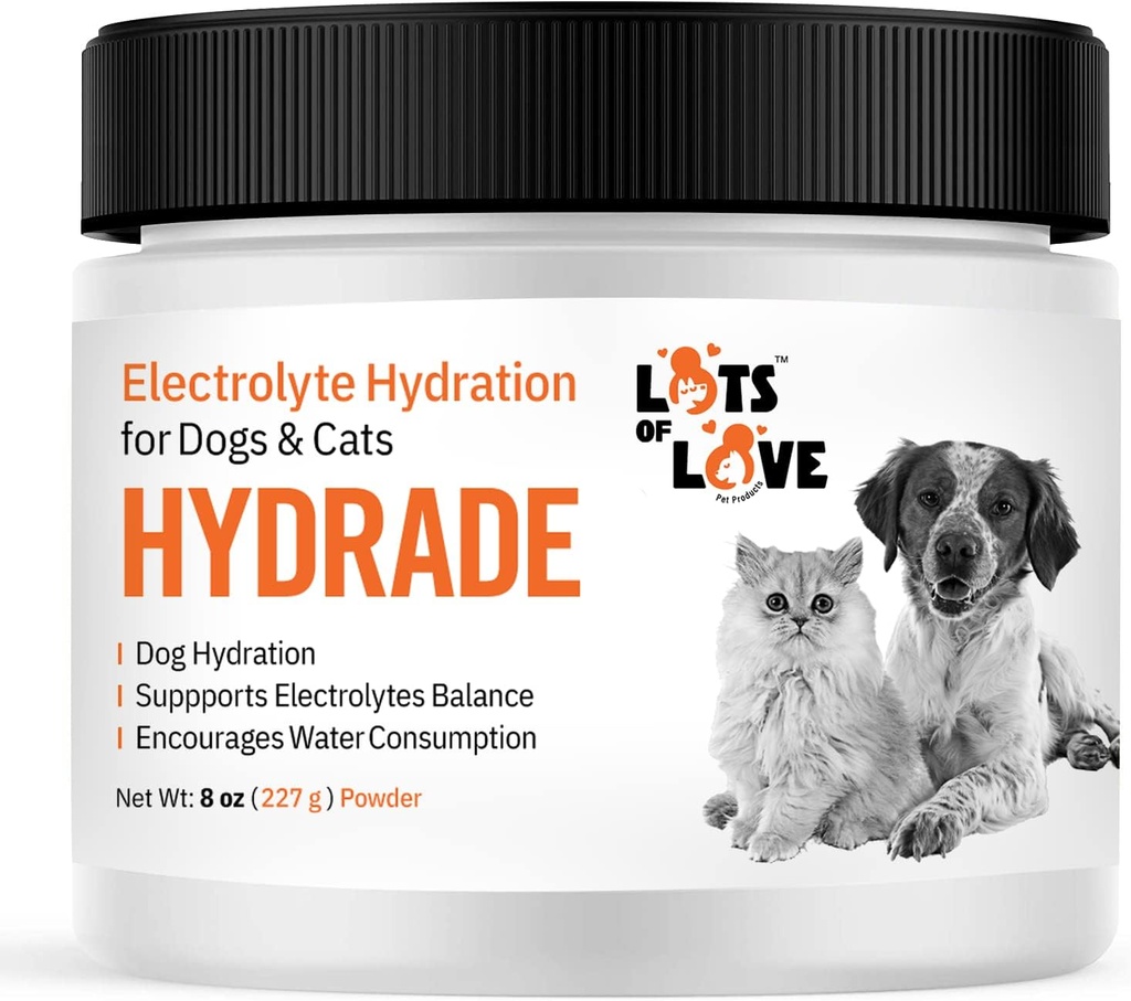 Pulbere de HydrADE - Electroliți pentru deshidratarea câinilor și pisicilor - Hidratare pentru câini și pisici - O mulțime de produse de dragoste pentru animale de companie (8 Oz)