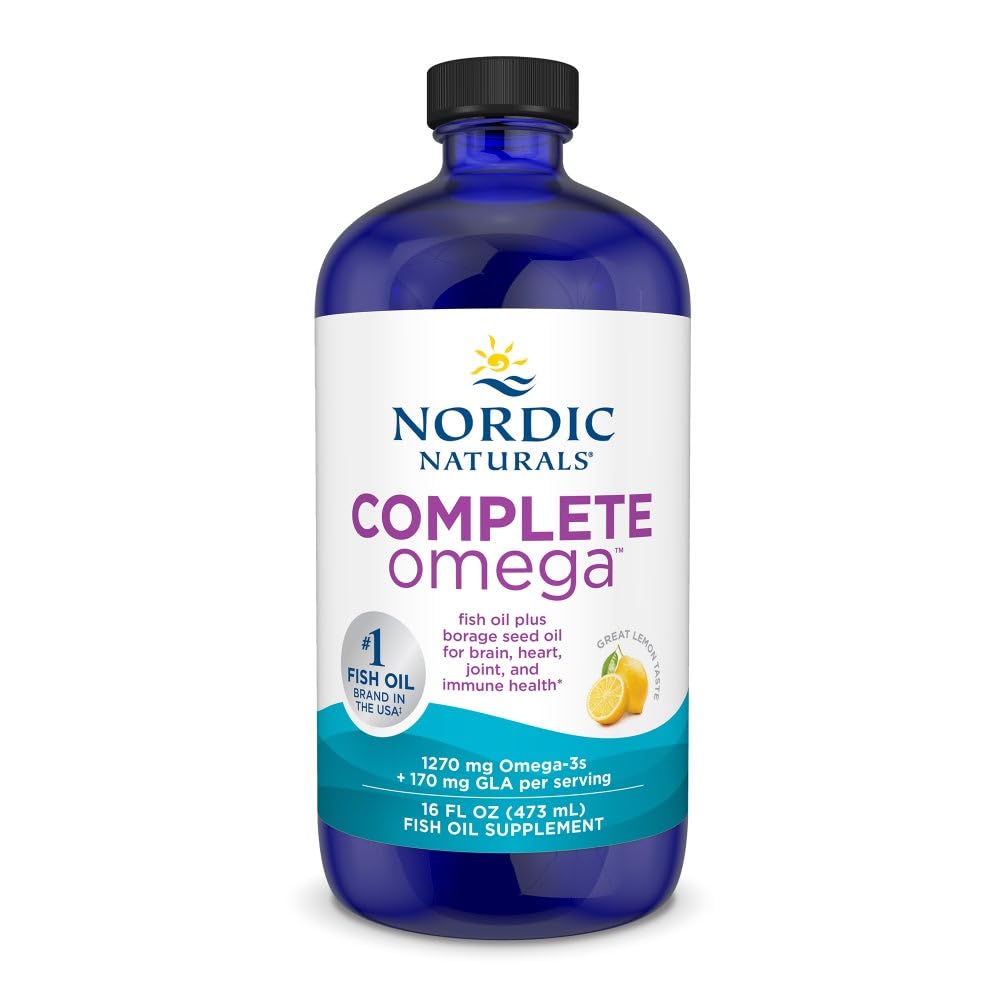 Nordic Naturals Complete Omega, Lemon Flavor - 16 oz - 1270 mg Omega-3 - EPA & DHA cu Adăugat GLA - Piele sănătoasă, Cogniție, Mood pozitiv - Non-GMO - 96 Serviri