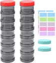 2 Pack 7 zile organizator pastile caz Stackable Suplimente săptămânale Vitamine Pastile Holder Dispenser Mare Translucid negru cu extra Lid