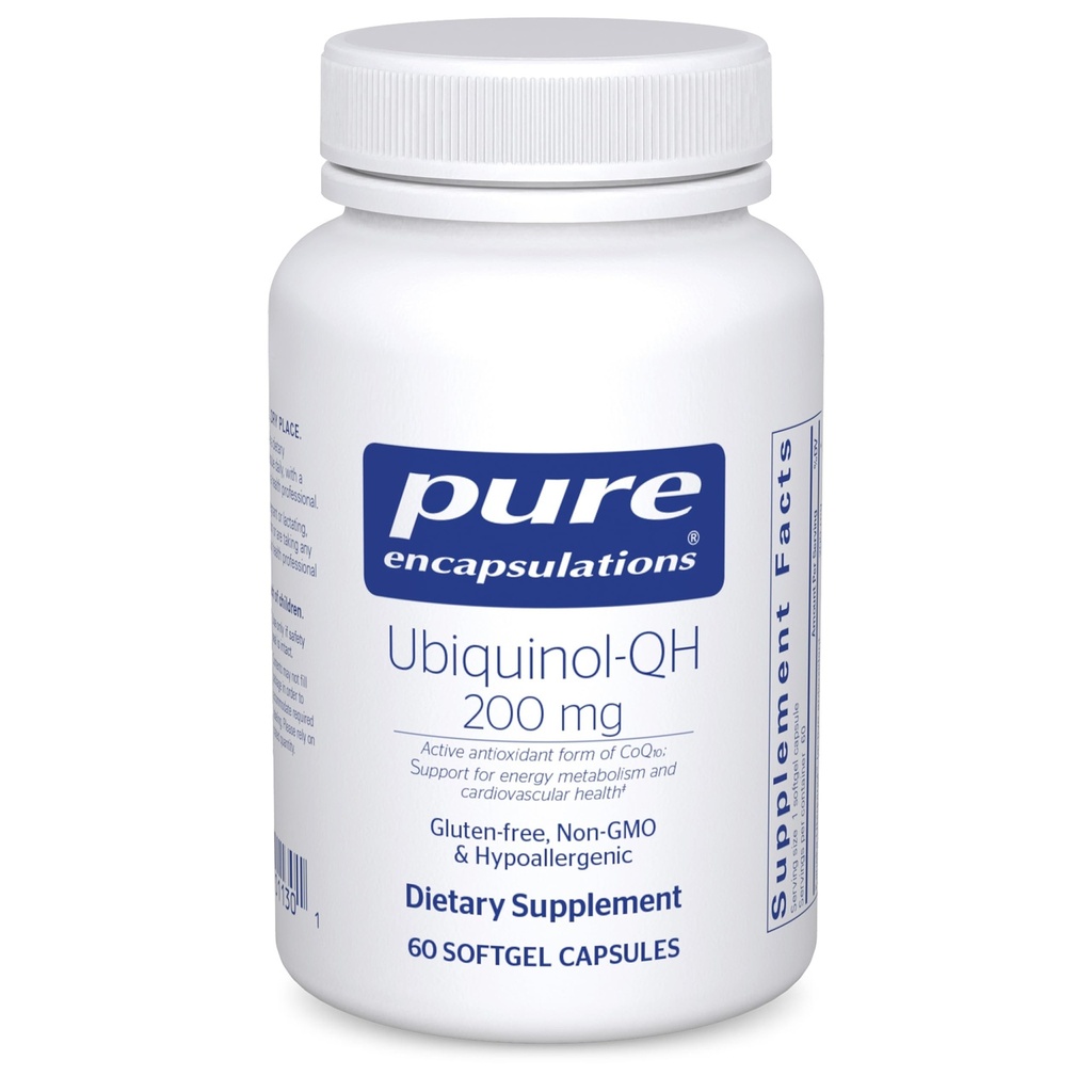 Pure Encapsulations Ubichinol-QH - 200 mg Ubichinol - Forma activă de Coenzima Q10 - Heart Health & Energy Metabolism Supplement* - Antioxidant - 60 Softgel Capsule