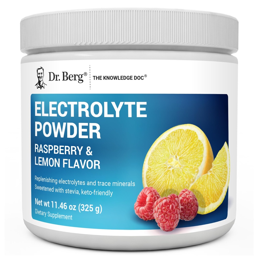 Dr. Berg Zero hidratare zahăr Keto Electrolit pulbere - îmbunătăţit w/ 1000 mg de potasiu şi sare roz Himalayană (NOT masă sare) - Raspberry & Lemon Aroma hidratare băuturi supliment - 50 Serviri