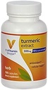 Vitamina Shoppe Extract Turmeric 300mg, Standardizat Herb care sprijină sănătatea celulară și oferă beneficii antioxidante cu 95% Curcumina și 65mg de calciu (100 capsule)