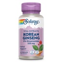 SOLARAY Korean Ginseng Root Extract - Suport vegetal pentru stresul ocazional, energie, si rezistenta fizica - 5% Ginsenozide - Vegan, Lab Verified - 60 Servings, 60 VegCaps