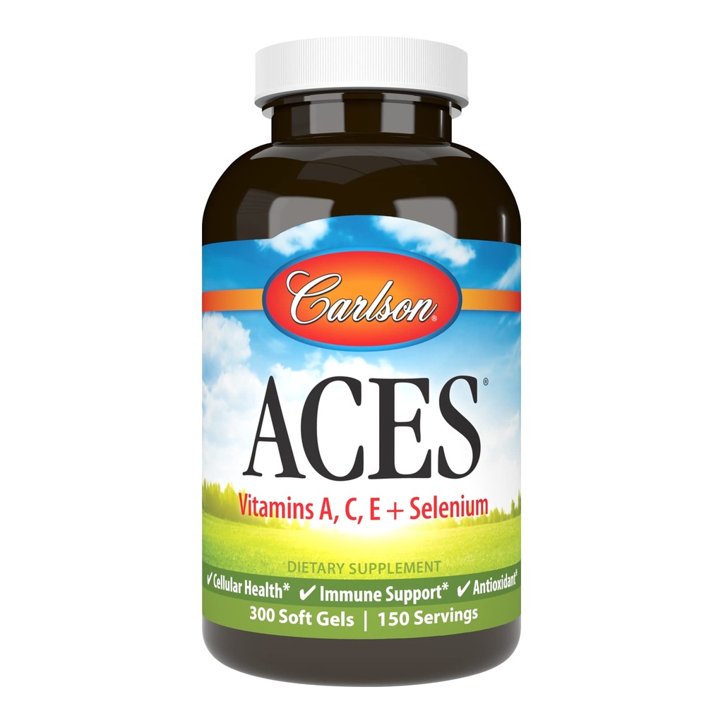 Carlson - ACES, Vitamine A, C, E + Seleniu, Cellular Health & Immune Support, Antioxidant, 300 Softgels