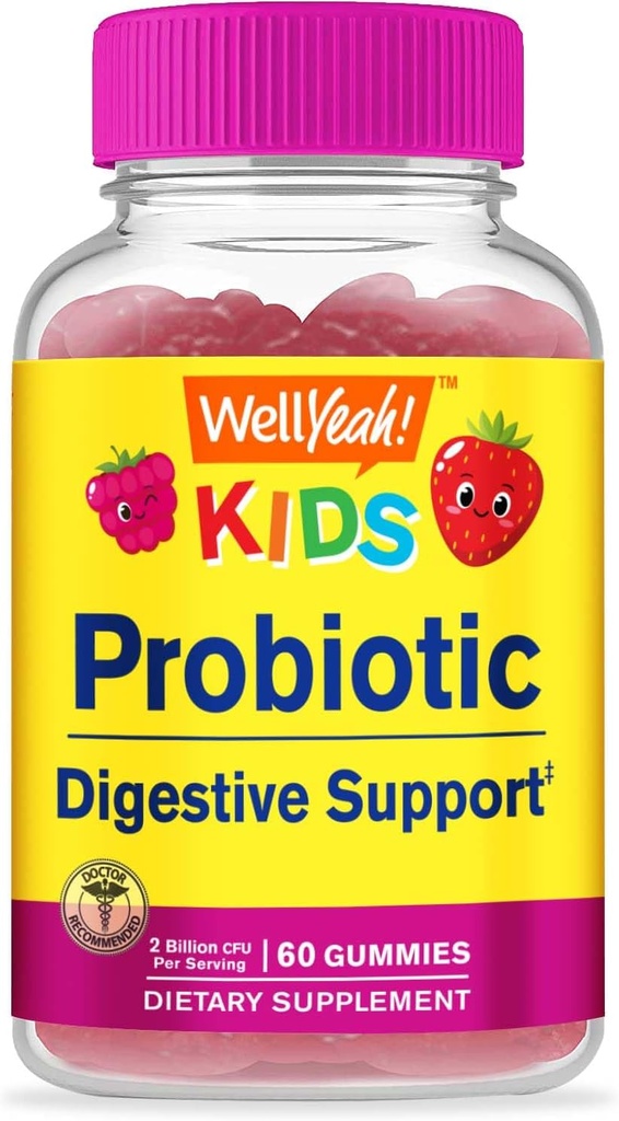 Ei bine, copii Gumiile Probiotice - Suport Digestiv, Sanatate Gummy, Suport Imun - Probiotice pentru sanatate digestiva - Vegan, Gluten gratuit - 60 Gummies