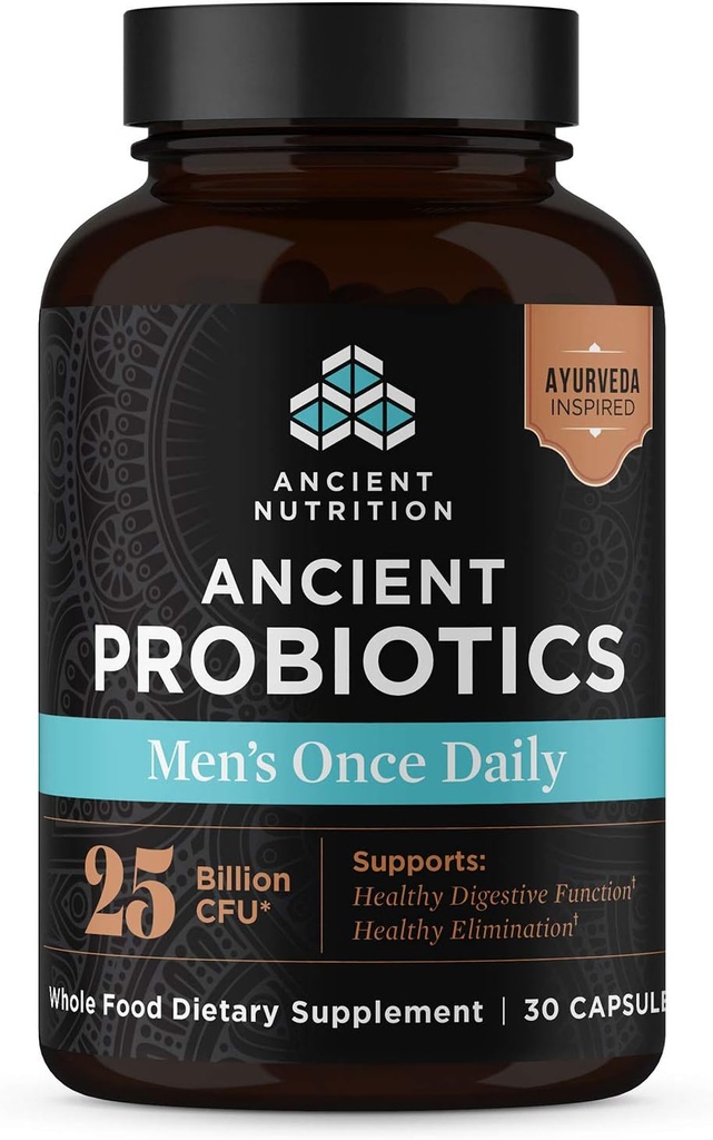 Probiotice de nutriție antică pentru bărbați, Bărbați Probiotice antice o dată pe zi 30ct, suport digestiv și imun, Blooting, gaz și constipație Relief, Gluten gratuit, Superfoods Blend, 25 miliarde CFU*