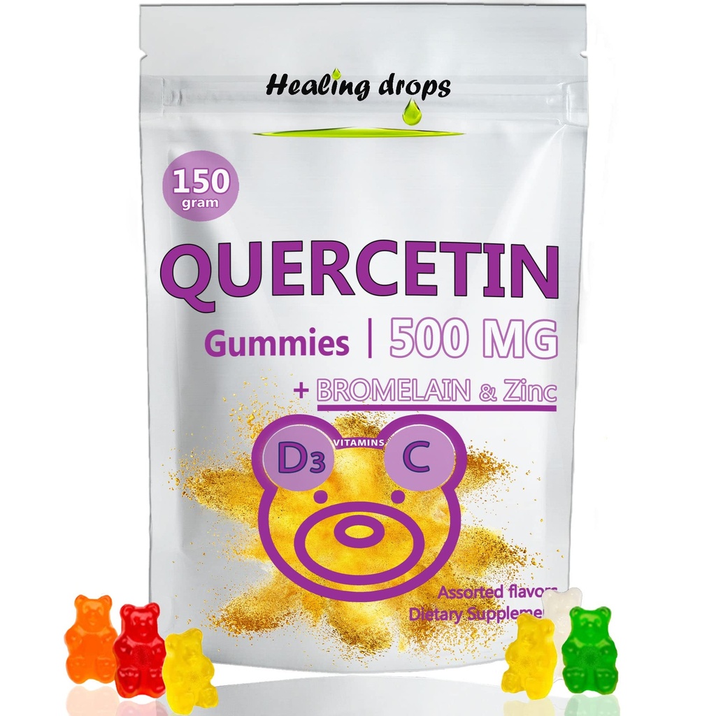 Querbetin cu Bromelain Gummies - Vitamina C + Zinc + vitamina D3 - Querbetin 500 mg Gume pentru copii și adulți (1)