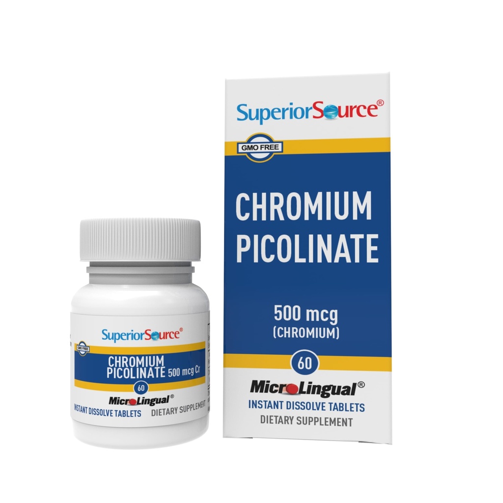 Superior Source Crom Picolinat - Supliment Formula susţine metabolice zahăr sănătos - 500 μg, 50 comprimate de dizolvare instant