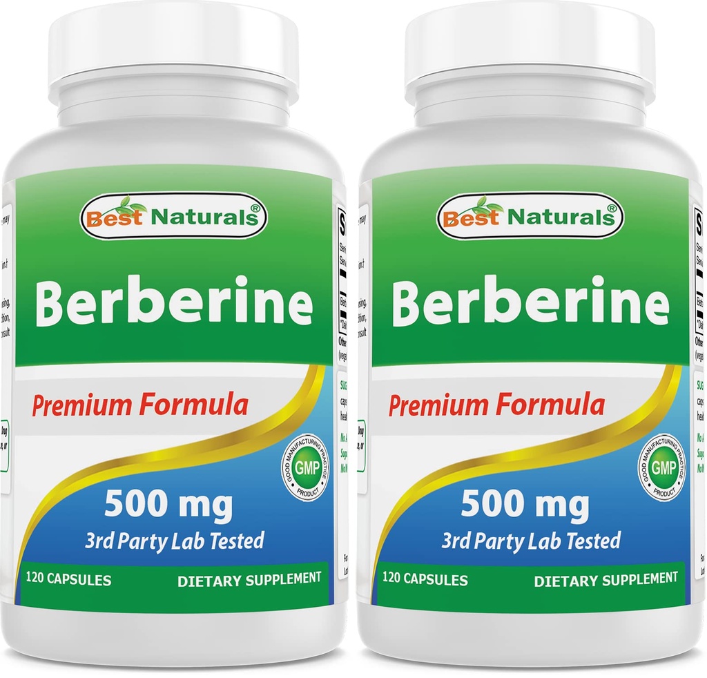 Cele mai bune Naturale Berberine 500 mg 120 capsule - suporta funcţia imună, funcţia cardiovasculară şi gastro-intestinală (120 de numere (pachetul 2))