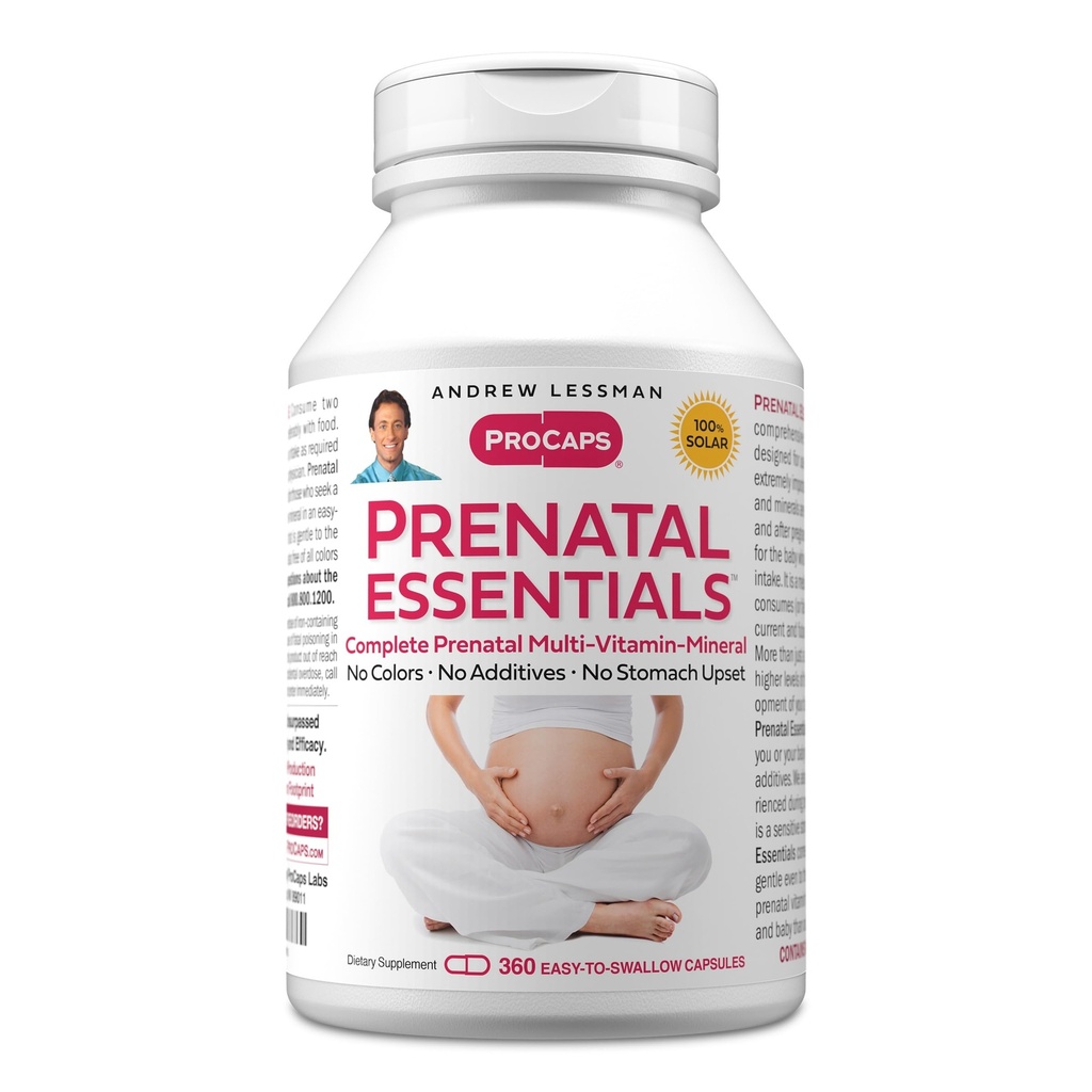 ANDREW LESSMAN Essentials 360 Capsule - Vitamine prenatale complete pentru femei, fără aditivi Multivitamine prenatale, Nutrients pentru femei prenatal, postnatal-metilfolat prenatal cu fier