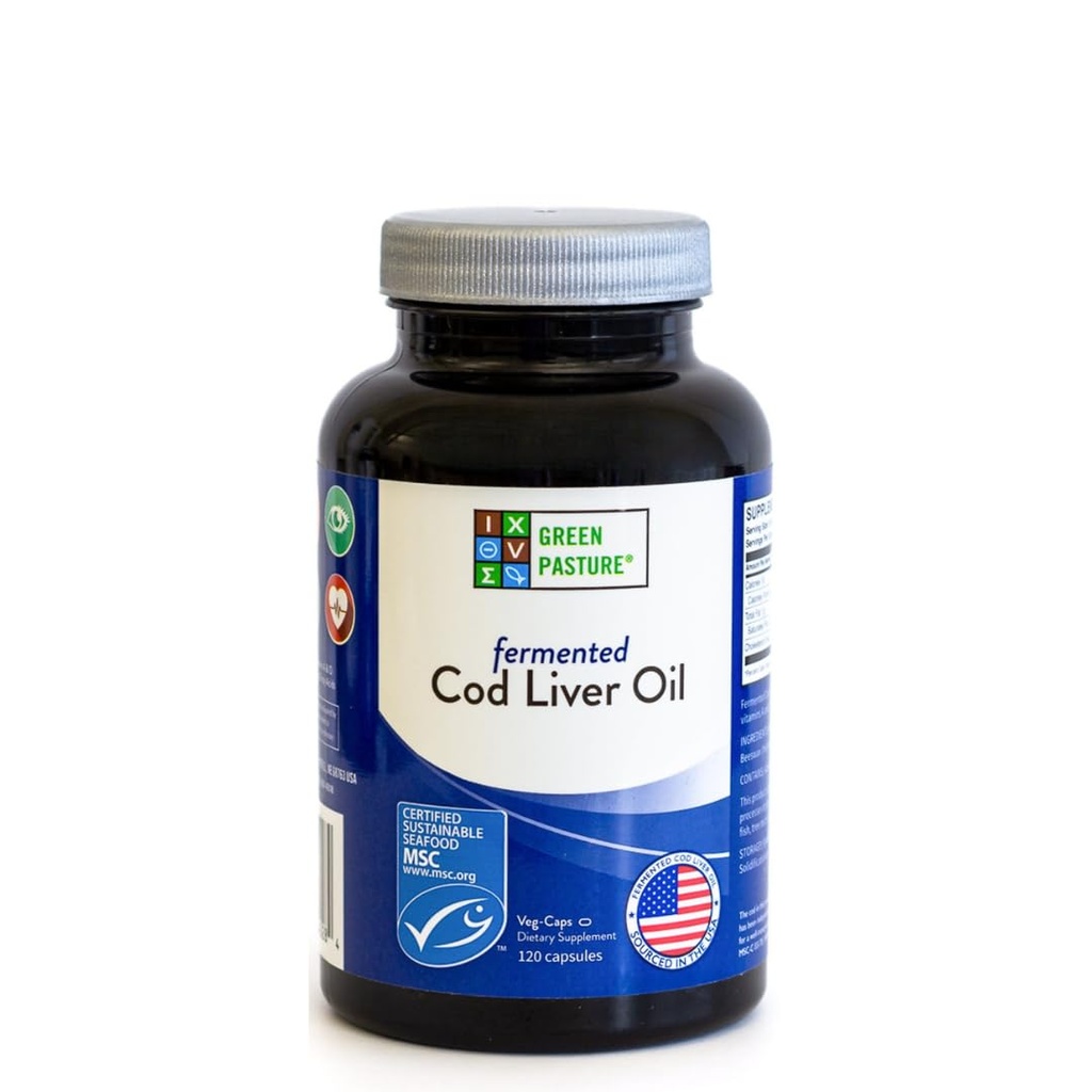 Green Pasture Cod Fermentat Ulei de ficat - Ne-Gelatin 120 capsule
