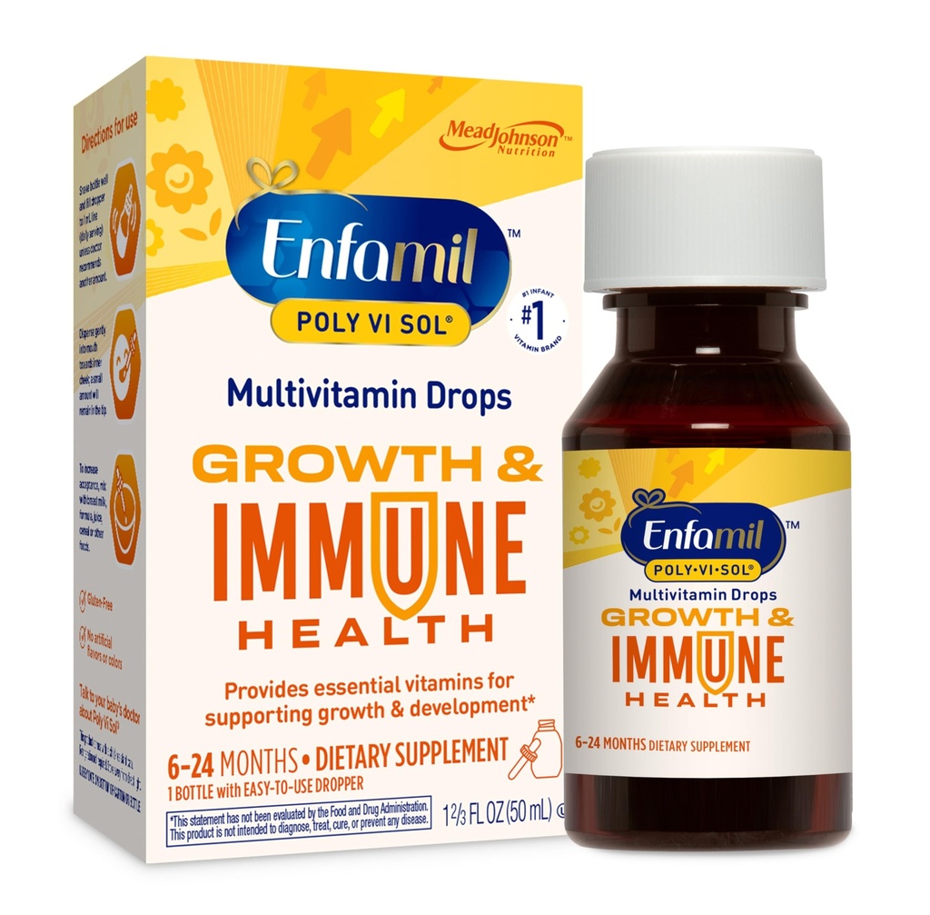 Enfamil Poli-Vi-Sol picături de multivitamine lichide, susține creșterea și sănătatea imună*, 50ml flacon