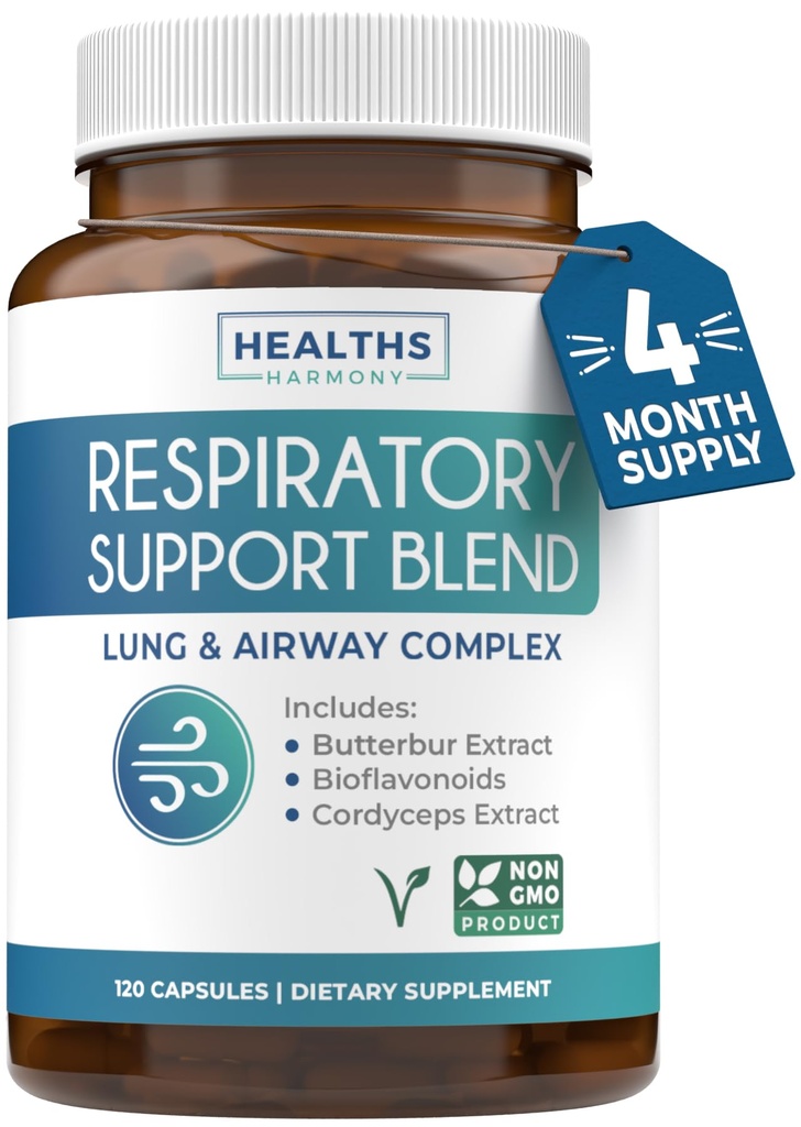 Suplimentul de sanatate pulmonara - Invigorant Lung Supplement Ajuta suport Clear Airways Mucus eliminarea și sezon sau an rotund dezintoxicare - Vegan Herbal non-GMO Formula (4 luni de aprovizionare)