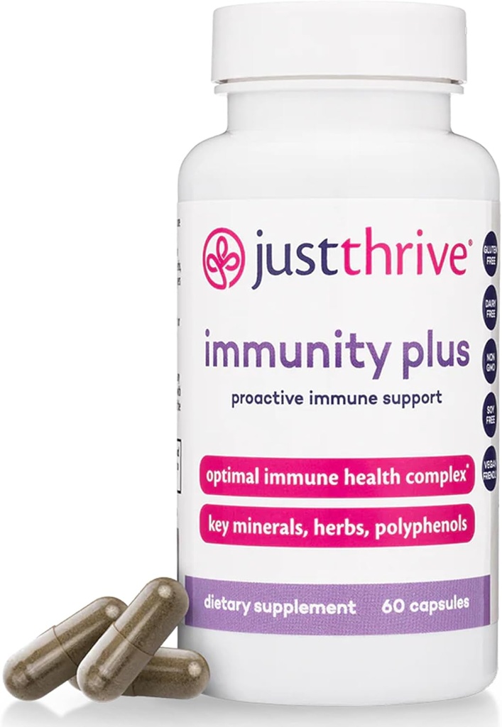 Doar Thrive Imunity Plus - Vegan Gut Sănătate și sprijin imunitar Supliment pentru copii și adulți, 60 Capsule