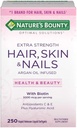 Natura's Bounty Hair Skin and Nails 5000 mcg of Biotin - 250 comprimate filmate Regular & Extra Putere (Extra Putere, Două sticle fiecare din 250 Softgels)