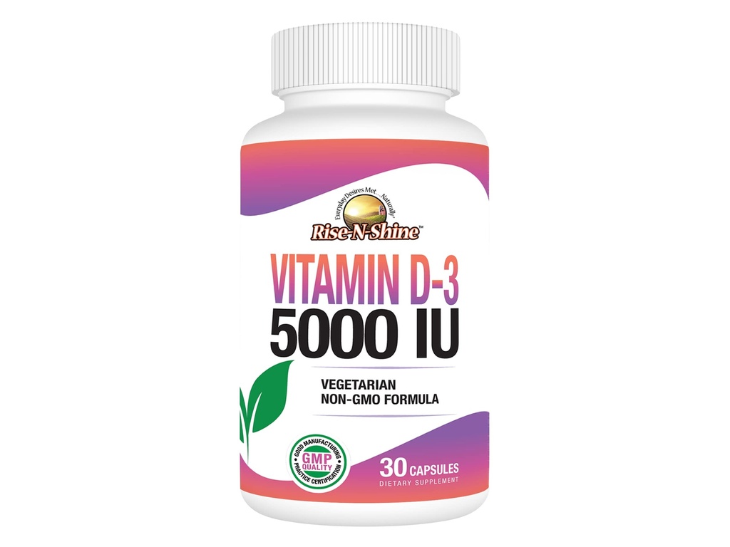 Vitamina D3 5000 UI - Susţine sănătatea imună - 30 zile de aprovizionare - 30 capsule vegetale