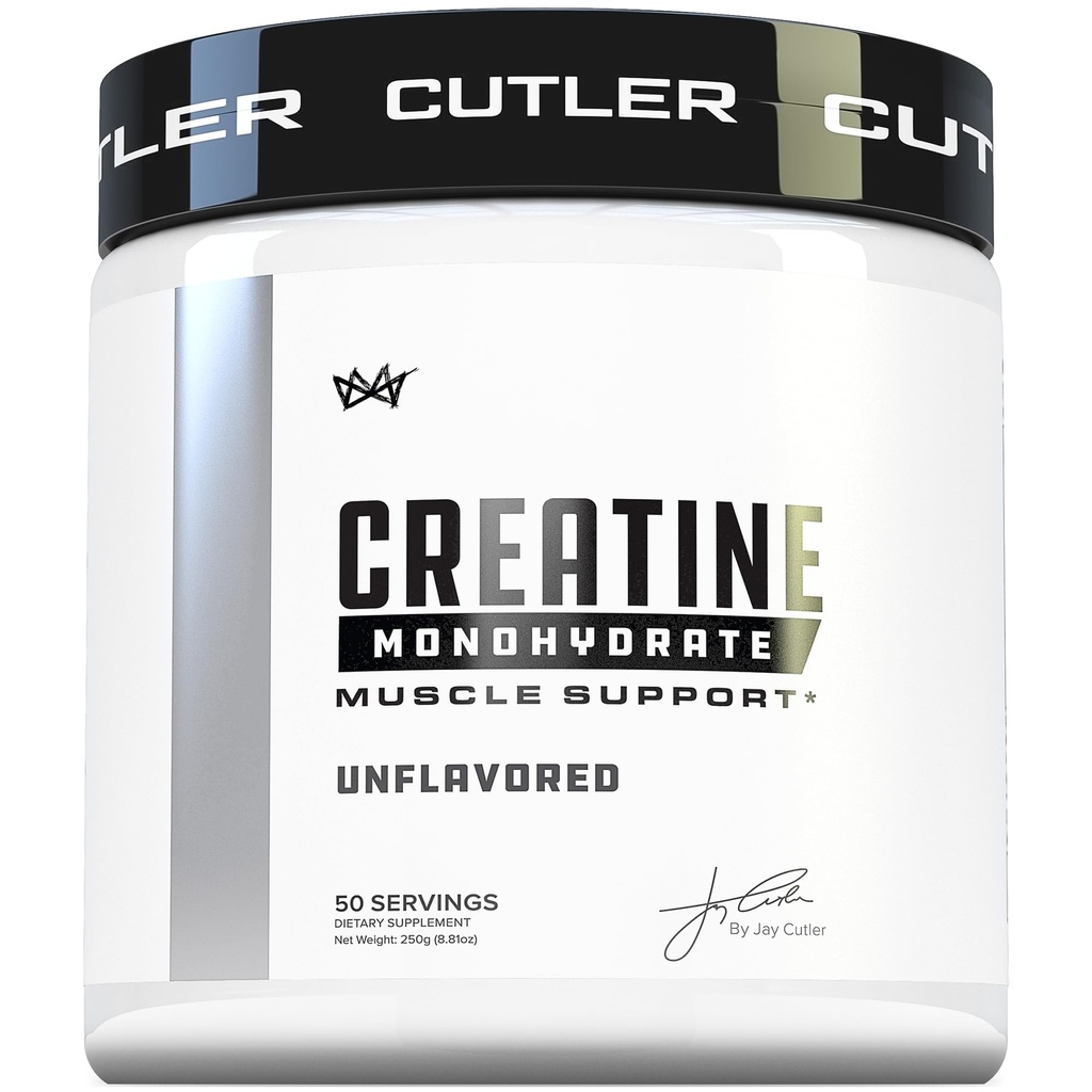 Cutler Nutriție pură Creatină Monohidrat - 5g Per Servire 50 Servire - Constructor musculare premium îmbunătățește performanța de rezistență și recuperare - Nearomat pentru amestecare ușoară