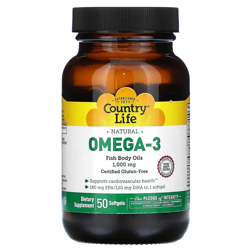 Omega-3 1000mg ulei de pește țară Viață 50 Softgel