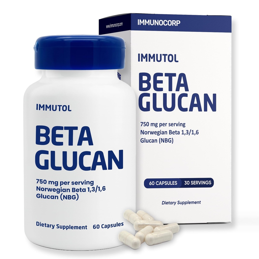 Immutol Immune Supplement with 750mg of Beta Glucan 1,3 1,6 - Natural Ingredients, High Potence to Boost Imunity and Global Wellness, 60 Capsule (60)
