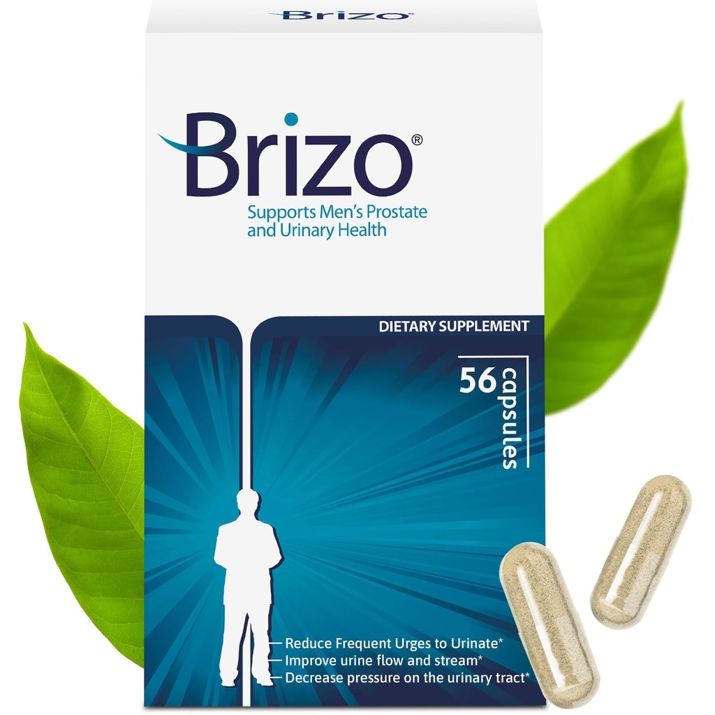 Brizo Prostate Suplimente de sanatate pentru barbati - Capsule de plante pentru sanatate urinara Mens - Reduce urinarii frecvente - 1 lună de aprovizionare