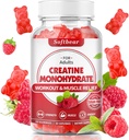 softbear Creatina Monohidrat Gummie pentru bărbaţi Femei, Vegan Creatine Supliment 5000mg Creatină HCL Pre Antrenament Gume pentru musculare Constructor Putere Raspberry Flavor 60 Conte
