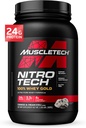 MuscleTech Whey Proteine Pulbere , Nitro-Tech Whey Gold Proteine Pulbere , Whey Proteine Izolat Smoothie Mix , Pulbere de proteine pentru femei & bărbaţi , Cookie-uri şi Cream, 2 lb (28 Serviri) - ambalaj poate varia
