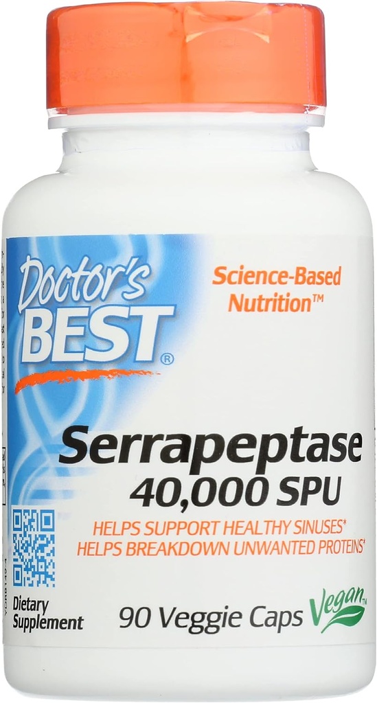 Medicii Cel mai bun Serapeptase 40.000 SPU, Non-GMO, Vegan, 90 Veggie Capsule (Pachet de 1)