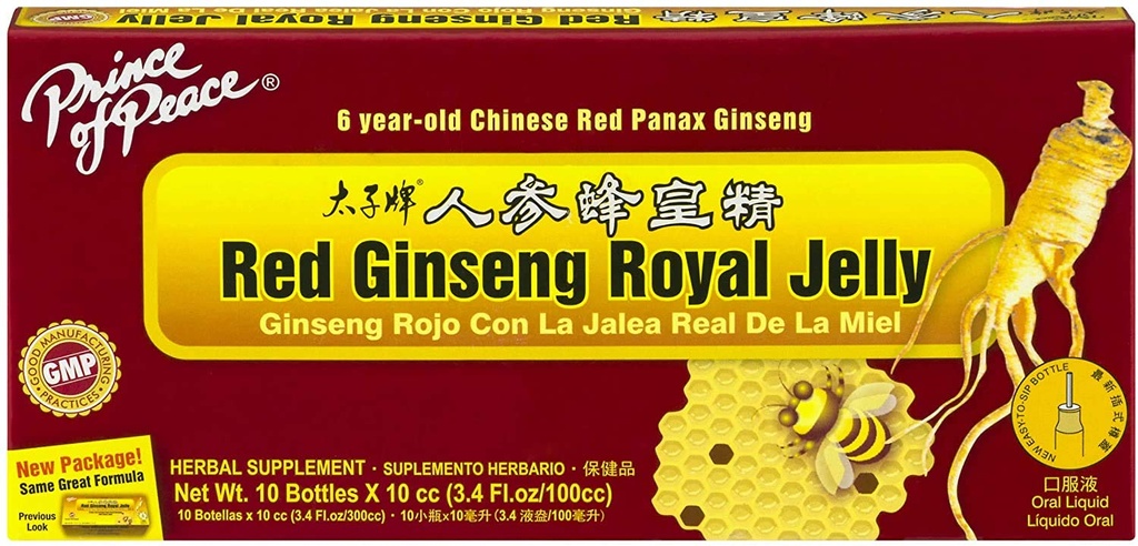 Prince of Peace Red Ginseng Royal Jelly, 10 Sticle, 0.34 fl. oz. Fiecare â € 
