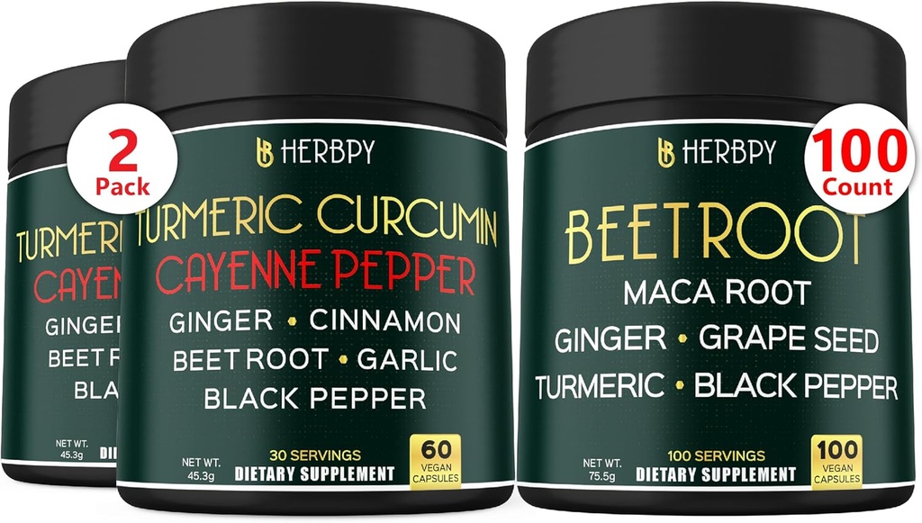 Bundle 7in1 Curcumina turmerică & 6in1 capsule rădăcină de sfeclă