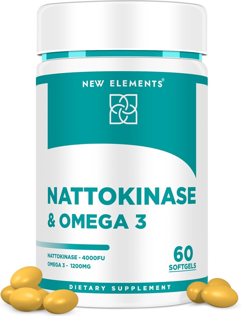 Omega 3 ulei de pește 1200mg cu Nattokinaza Supliment 4000 FU Organic 