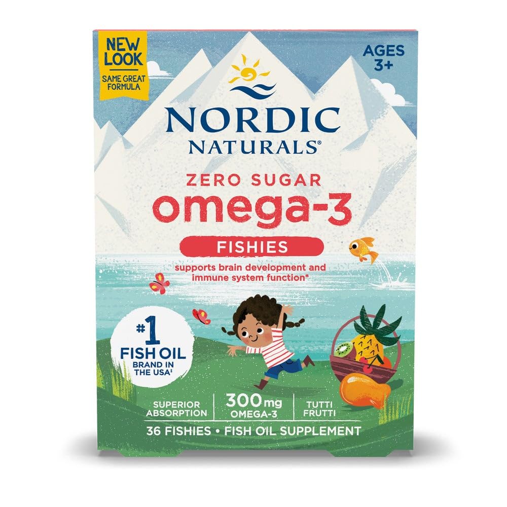 Nordic Naturals Nordic Omega-3 Fishies, Tutti Frutti - 36 Fishies - 300 mg Total Omega-3s cu EPA & DHA - Creier sanatos, Mood, Vision & Immune System - Non-GMO - 36 Servings